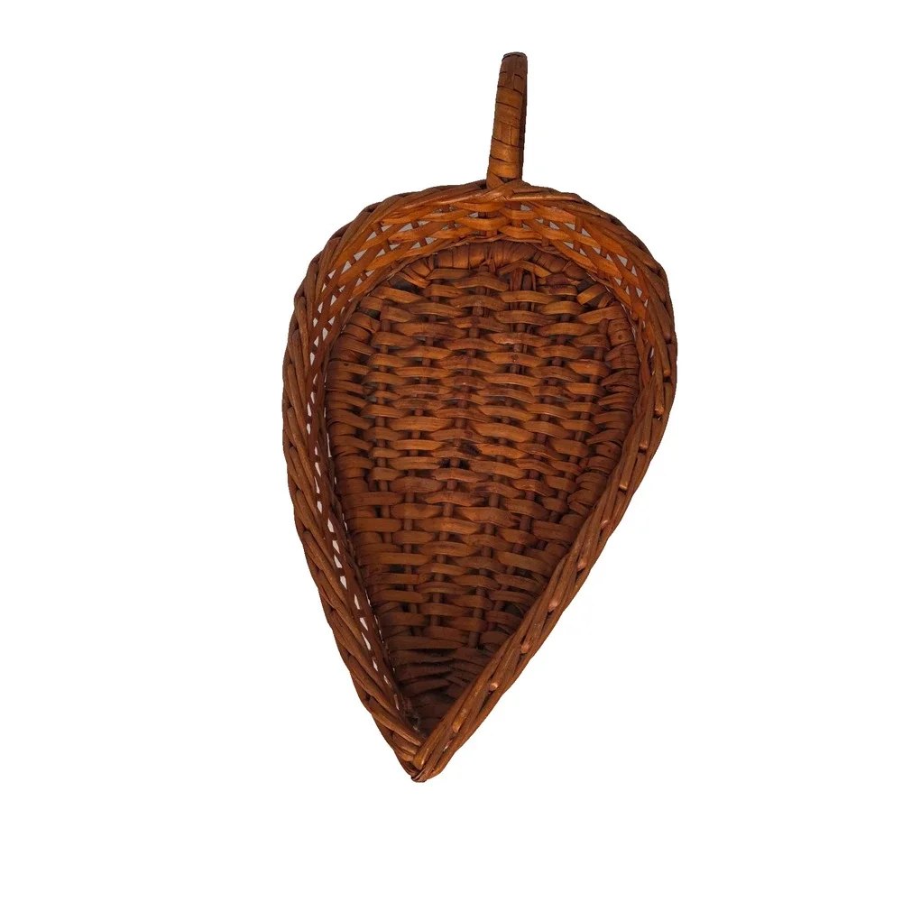 Vintage Wicker Leaf Shaped Basket Tabletop Catchall Rustic Decor